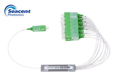 1x12 Mini Fiber Optic PLC Splitter Đồng nhất kênh tuyệt vời với đầu nối SC / APC