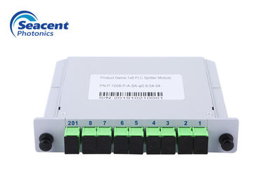 Mô-đun chèn hộp bộ chia PLC sợi quang 1x8 0.9mm với đầu nối SC APC